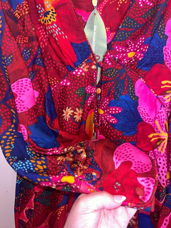 Farm Rio Snake Garden Red Floral Mini Dress NWT Large Tropical Boho - Picture 7 of 16